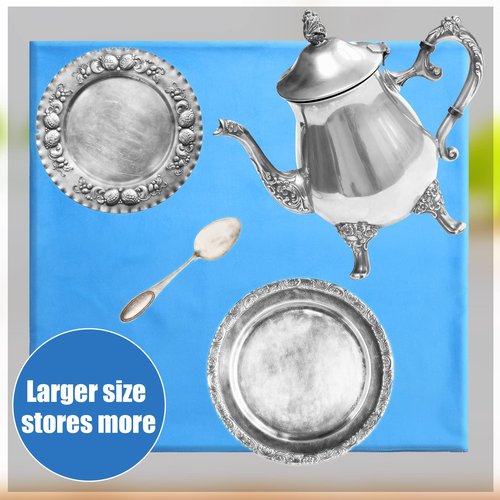 Oudain Silver Storage Bag 17.5 x 17.5 Inch Zippered Anti Tarnish Fabric Bag Protector Pouch for Jewelry Silverware Flatware Home Kitchen