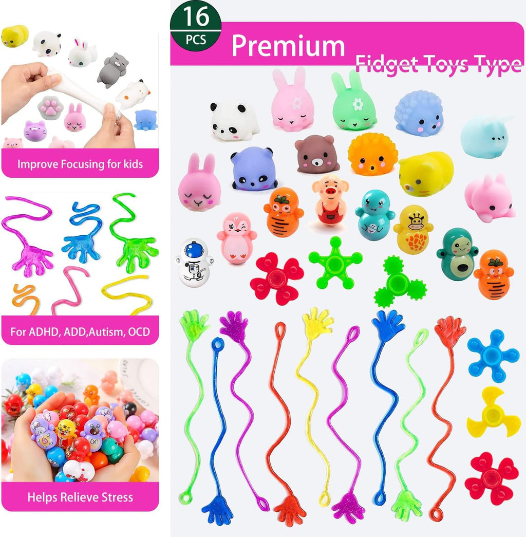Skiennix 136 Pcs Kids Party Favors - 5-in-1 Classroom Prize Box for Ages 4-10 | Fidget Pop Its & Educational Toys