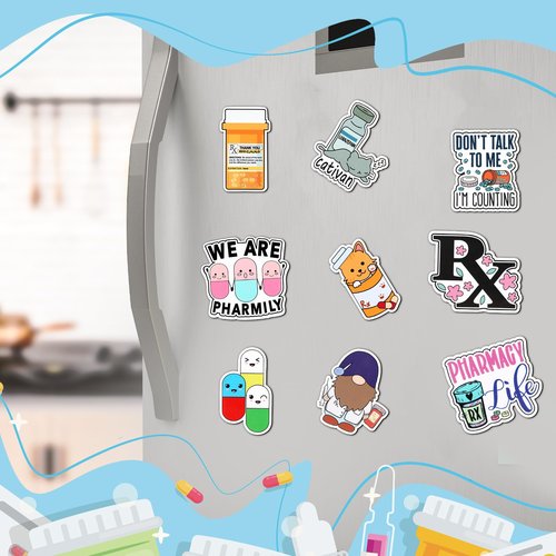 Flutesan 36 Pcs Pharmacy Gifts Magnets Pharmacy Technician Gifts Christmas Pharmacist Nurse Tech Appreciation Funny Medical Accessories Supply for Doctors Nurses Week Fridge Refrigerator Whiteboard