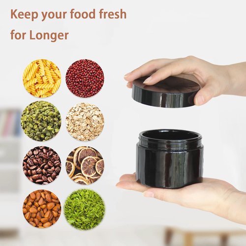 Matoolser Black Glass Smell Proof Storage Jar 150ml Wide Mouth Airtight UV Protection Container for Spice Coffee