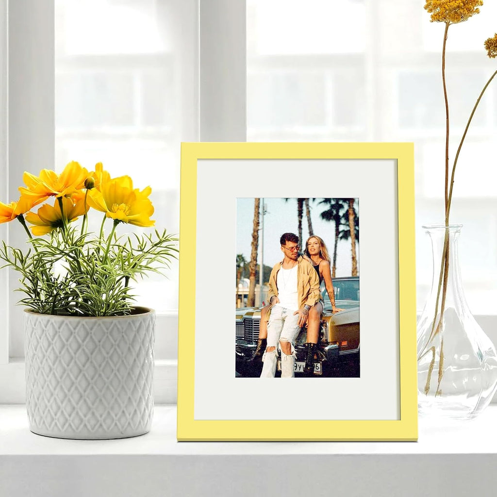 Upsimples 8x10 Picture Frame - Versatile Display for 5x7 with Mat or 8x10 Without | Yellow, 1 Pack