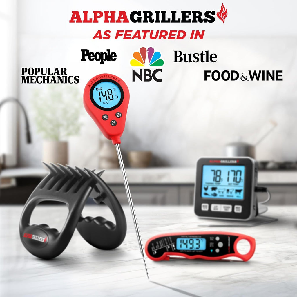 Alpha Grillers Instant Read Meat Thermometer - Digital Cooking Thermometer for Perfectly Cooked Meat | Fast Probe Design