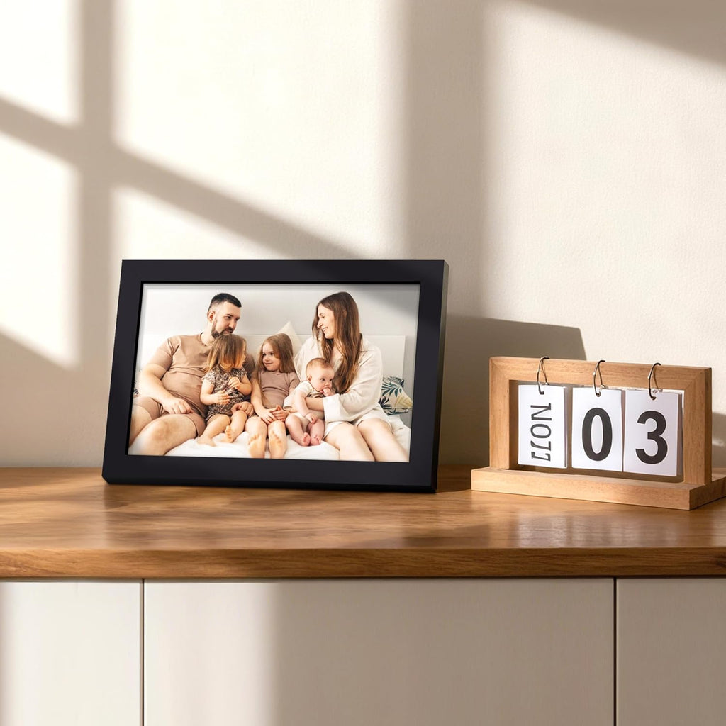 Upsimples Picture Frame - 5.5x8.5 Wall Hanging Frame with Mat for 3.5x5 Photos - Black, 1 Pack