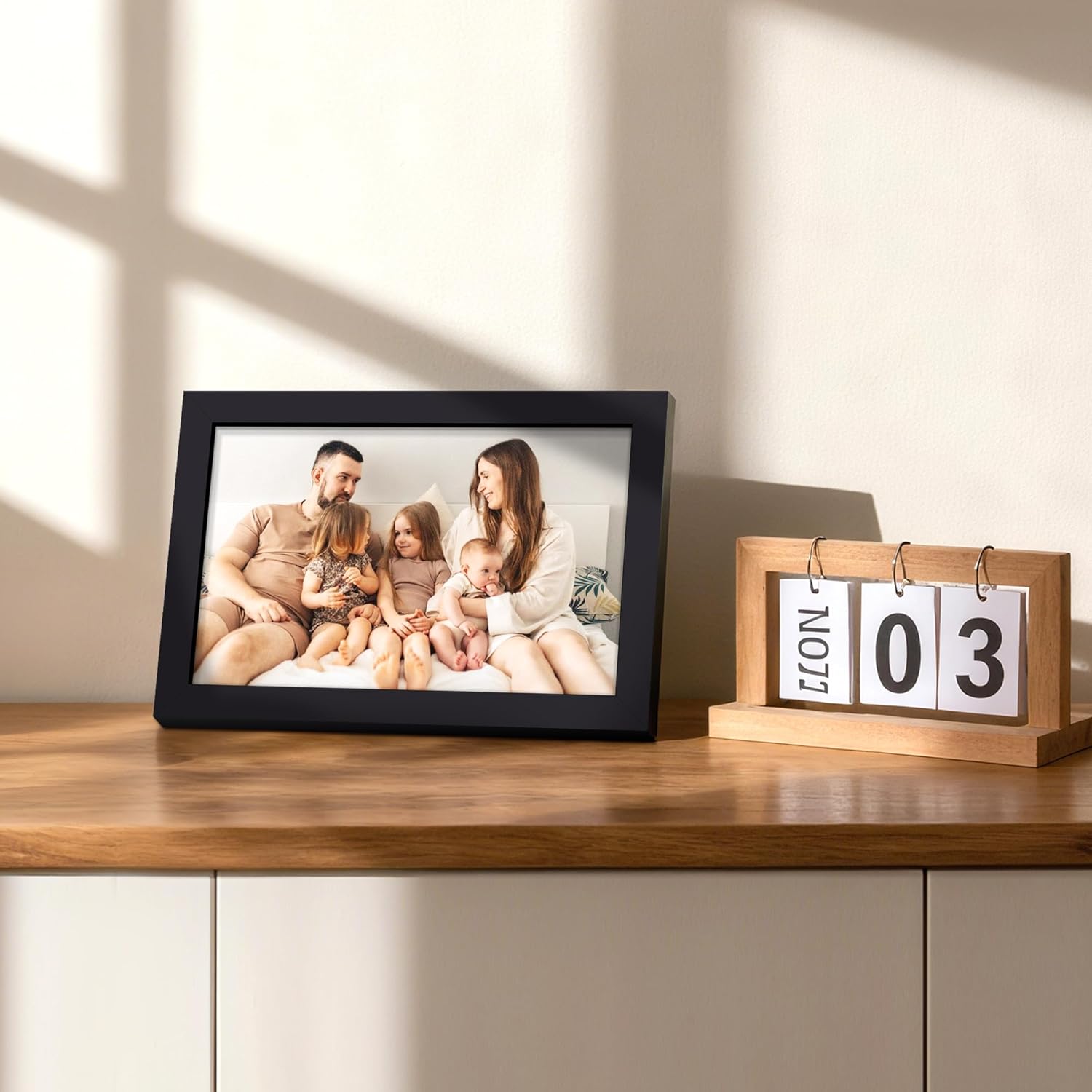 Upsimples Picture Frame - 5.5x8.5 Wall Hanging Frame with Mat for 3.5x5 Photos - Black, 1 Pack