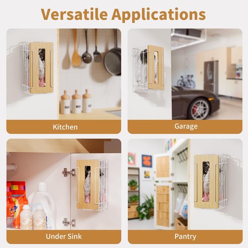 TIDIIABODE 2 Pack Grocery Bag Holder for Plastic Bags - Wall Mount Kitchen Plastic Bag Holders for Grocery Bags - Bag Holder for Kitchen,Under Sink,Pantry and Garage,White