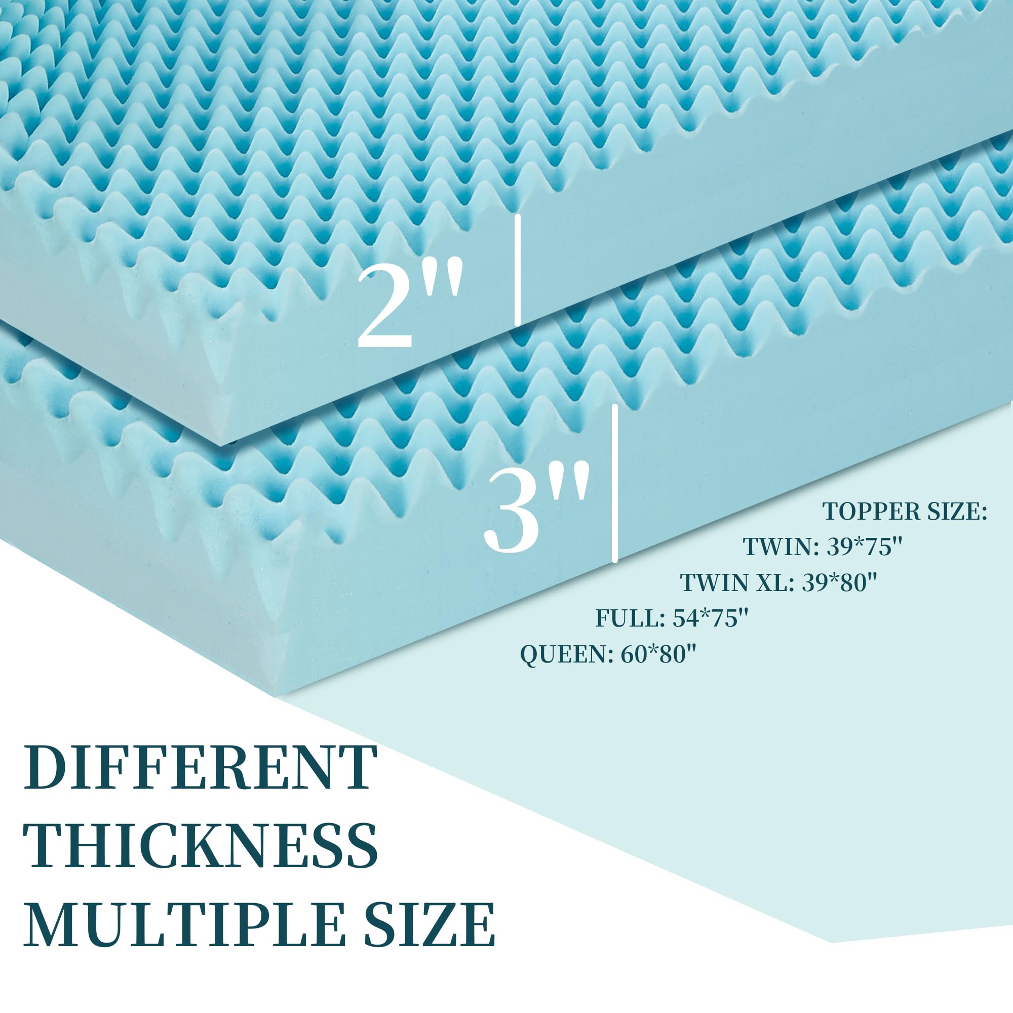 4 Inch Full Size Mattress Topper, Memory Foam Mattress Topper Full Size with Cooling Gel Egg Crate Matress Toppers, Breathable, CertiPUR-US Certified Dorm Essentials for College, RV,Apartment