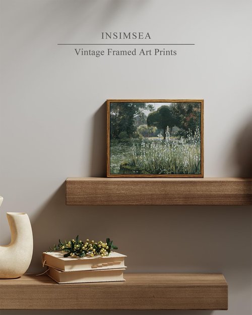 InSimSea Meadow With Flowers Wall Art - Framed Canvas Print for Home Office Decor (8x10in)