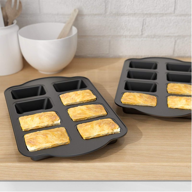 Tiawudi 1 Piece Non-Stick Mini Loaf Pan, Carbon Steel Baking Bread Pan, 8-Cavity