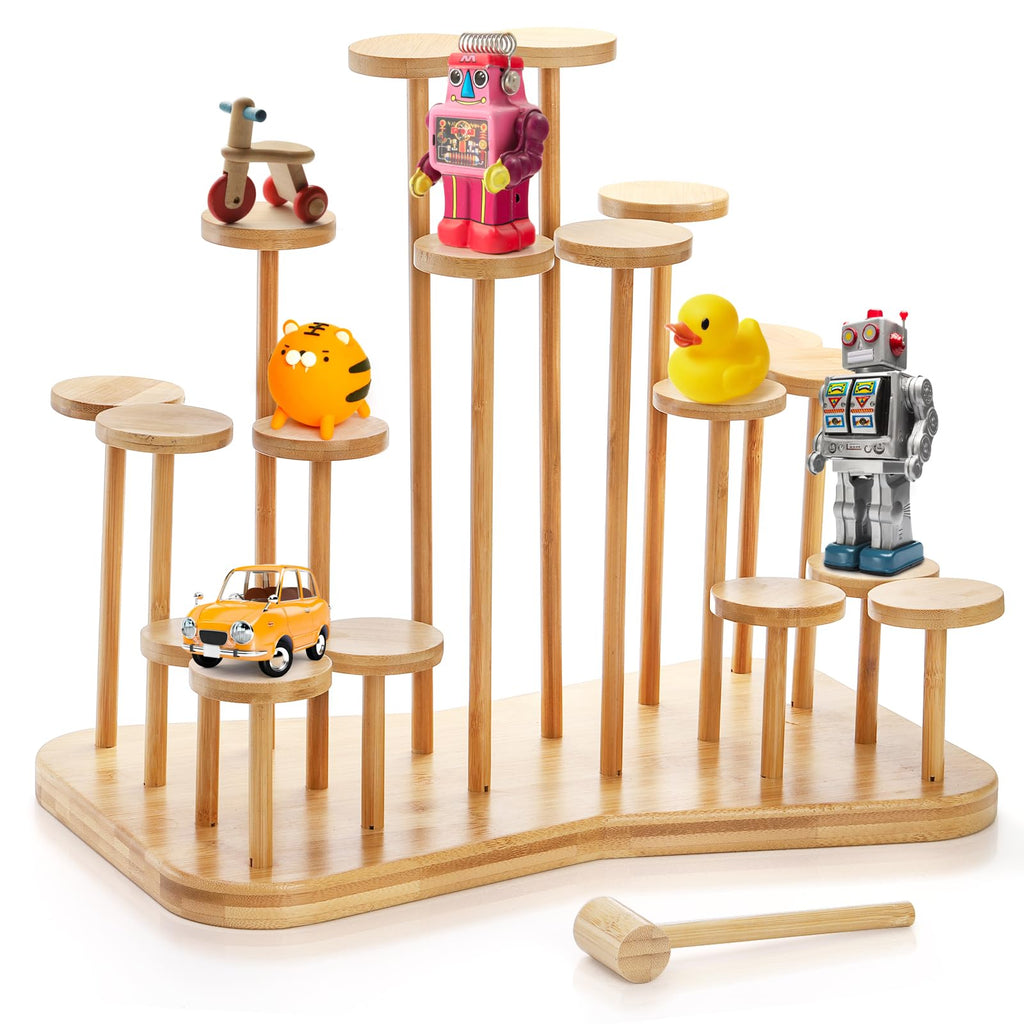 Yopay Bamboo Cupcake Stand for 18 Cupcakes, Dessert Display Stands Cupcake Holder for Treat Table, Layered Stand for Party Wedding Birthday Holidays Christmas Anniversaries