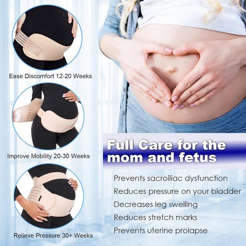 ChongErfei Maternity Support Belt - 3-in-1 Back, Pelvic & Hip Pain Relief | Black, Size L (39.5"-51.3")
