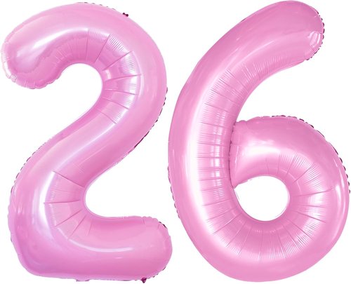 GOER Jumbo 26-Inch Foil Balloons - Perfect Decorations for 26th Birthday Party | Light Pink