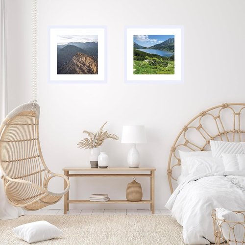 JCJMY 20x20 Picture Frame - White Frame with 16x16 Mat for Wall Display | Shatter-Resistant Plexiglass