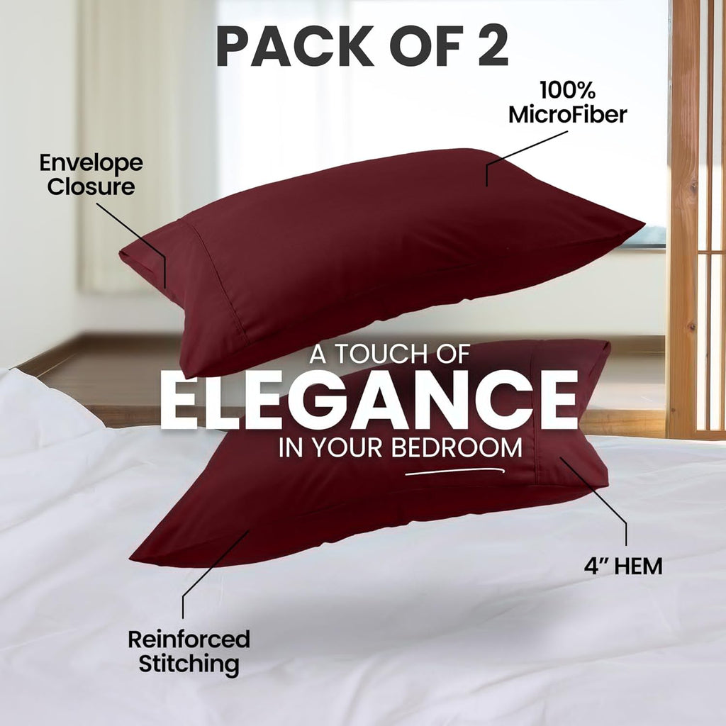 Utopia Bedding Queen Pillow Cases - Soft Brushed Microfiber - 2 Pack, Fade Resistant | 20 X 30 Inches, Burgundy
