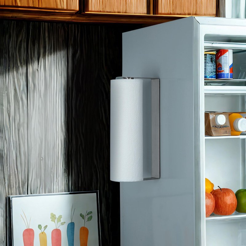 YIGII Magnetic Paper Towel Holder for Fridge, Silver Toilet Roll Holder with Strong Magnets, Multifunctional PaperTowel Rack for RV, Kitchen, Grill, Stainless Steel
