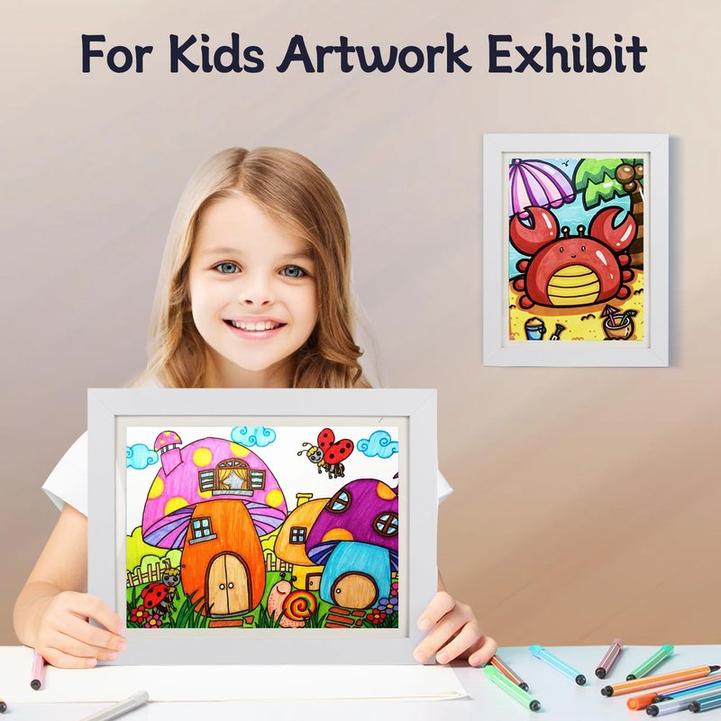Orankay 2Pack Kids Art Frame - Kids Artwork Frames Changeable,White Front Opening Holds 150,8.5x11 Children Art Work Frames for Kids Art,Kid Art Picture Frame With Storage for Display Photo