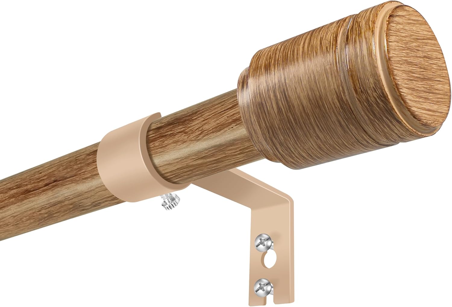 Regine Switzerland Adjustable Wood Grain Curtain Rods - 30-60 Inch for 30-54 Inch Windows | 2 Pack