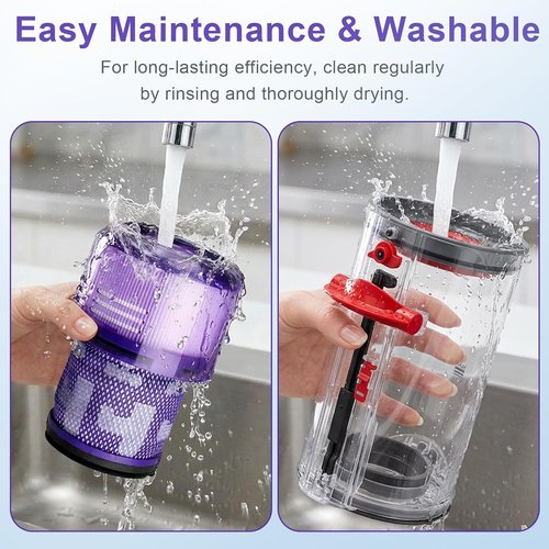 Lemige Vacuum Filters & Dust Bin Canister Replacement Parts for Dyson V15/V11 | 4 Pack + 1 Pack