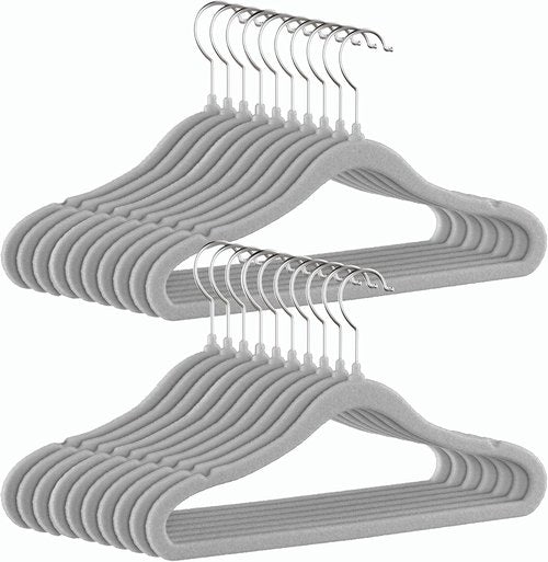 GoodtoU Velvet Baby Hangers | 20-Pack Toddler Infant Clothing Hangers - Dark Grey, Non-Slip Design