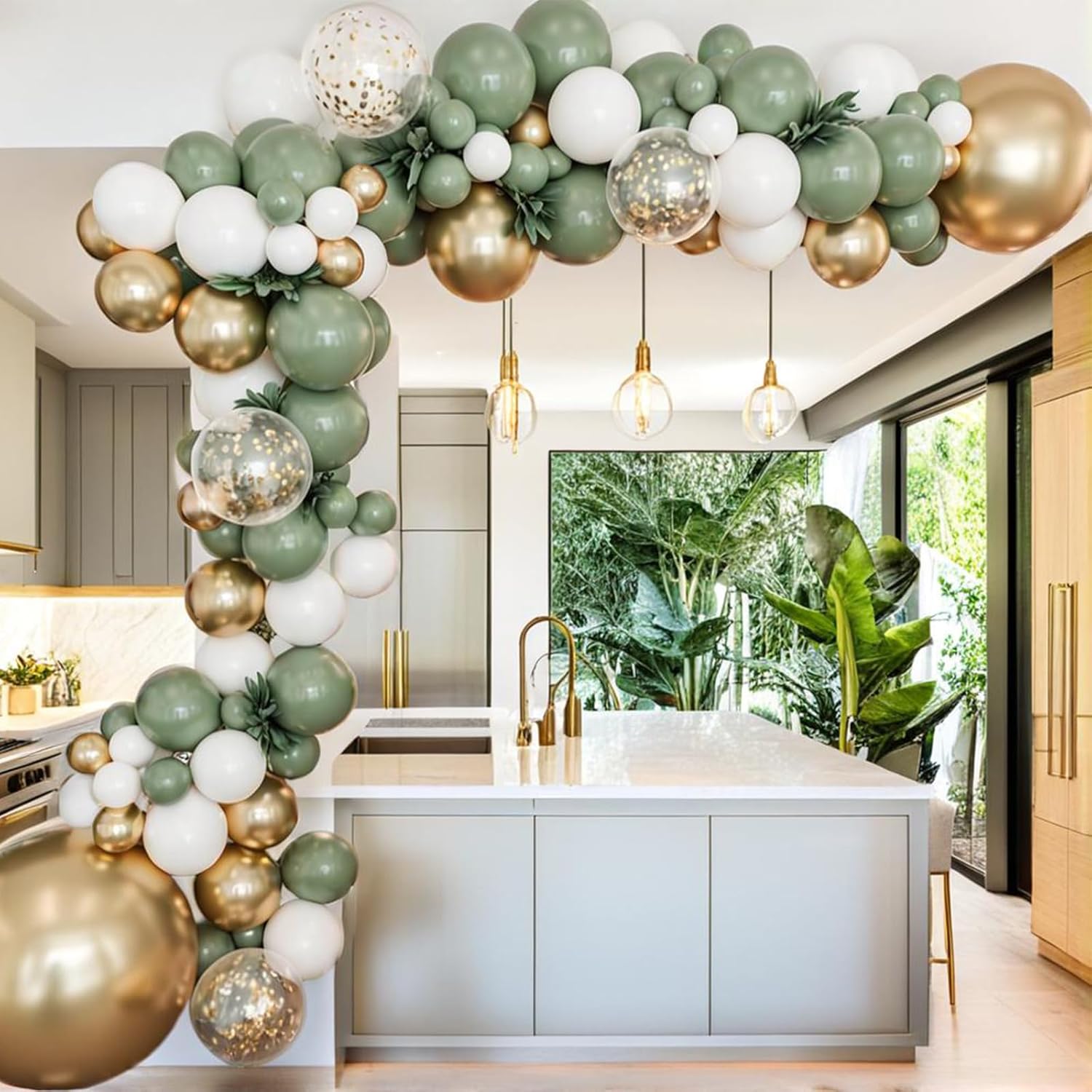 PartyWoo Balloon Arch Kit - Sage Green Garland with 152 Pieces of Boho Balloons | 18", 12", 10", 5" Sizes