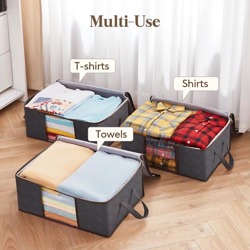 Lifewit 8-Pack 35L Clothes Storage Bins - Foldable Blanket Bags with Zippers & Clear Windows