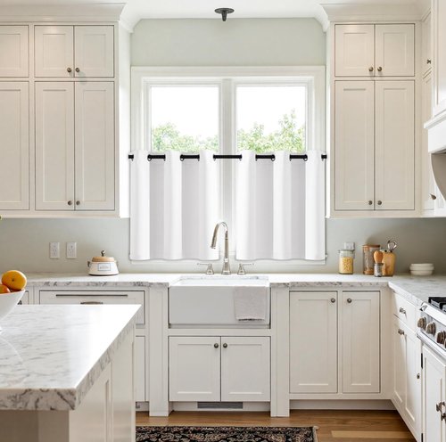 MIULEE Short Curtains - Thermal Insulated Pure White Drapes for Kitchen & Bathroom | 40" x 36" - 2 Panels