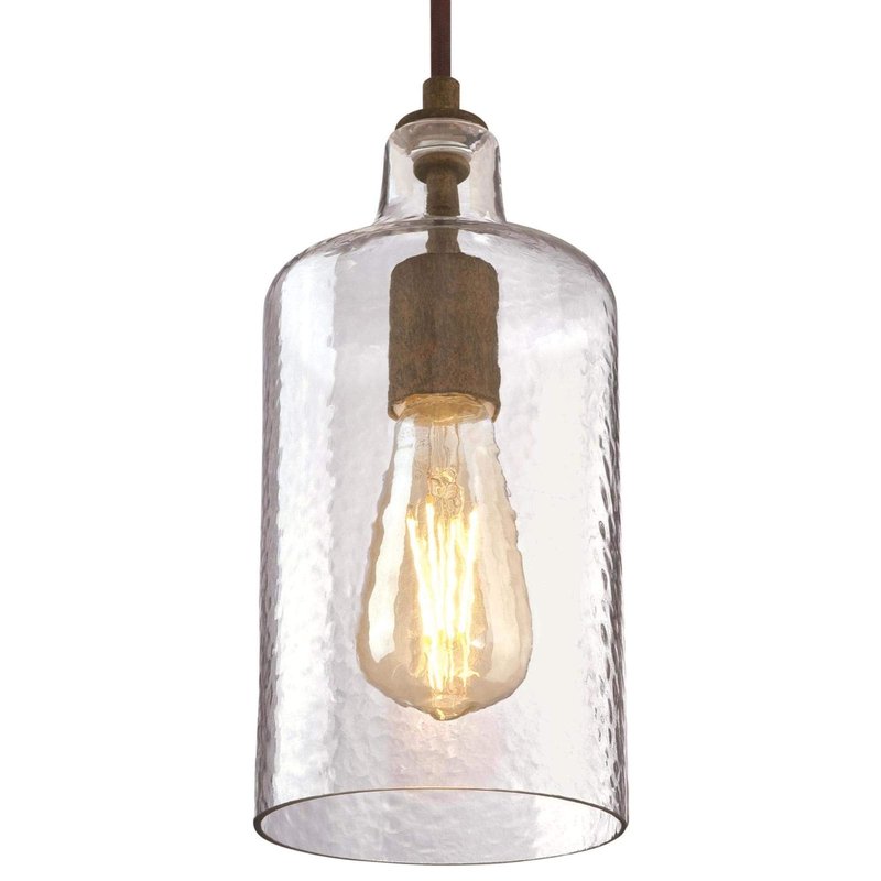 Westinghouse Lighting 6371300, Barnwood Finish with Clear Textured Glass Carmen One-Light Indoor Mini Pendant, one Size