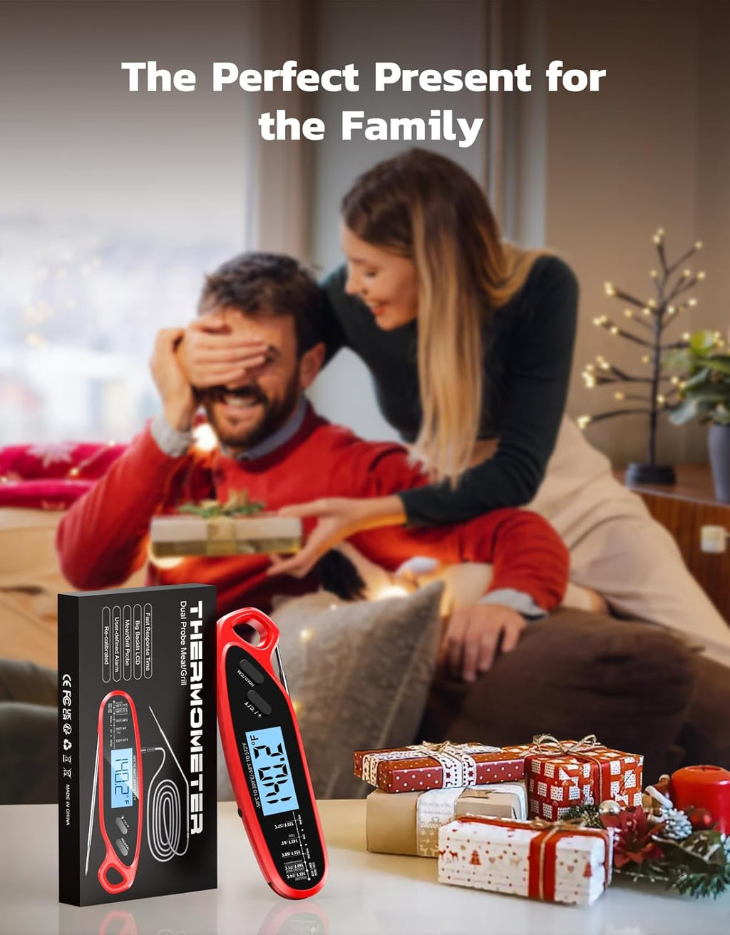 Skiennix Instant Read Meat Thermometer - Dual Probe Digital Cooking Thermometer with Large Backlit Display | Perfect for BBQ, Grill, Oven, and Frying