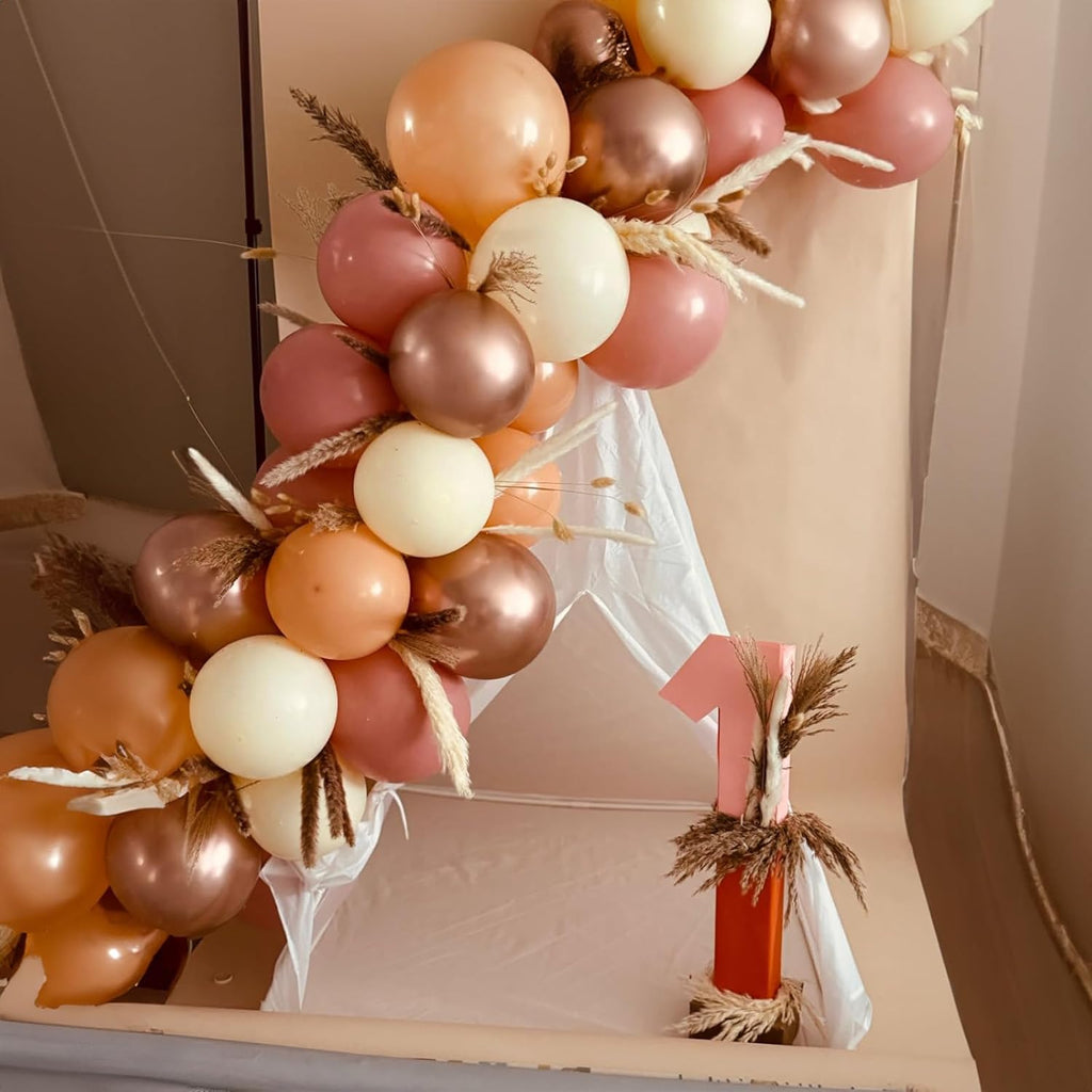 Skiennix Retro Blush Pink Balloons - 60 Pack 12 Inch Metallic Chrome & Dusty Pink for Bridal & Baby Showers