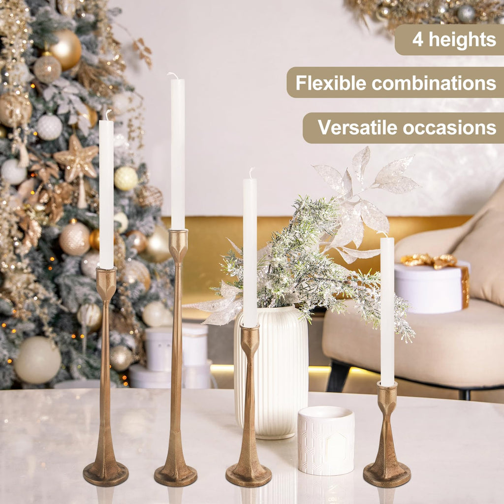 Iron Taper Candle Holder - Set of 4 Decorative Candle Stand - Candlestick Holder Set for Wedding, Dinning, Party
