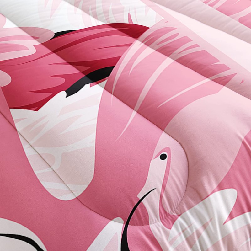 AILONEN Flamingo Comforter Set for Girls Kids, Tropical Flamingo Pattern Bedding Set Full Size,Superior Quilt Ultra Soft,3 Piece 1 Comforter and 2 Pillowcases,Microfiber Fabric