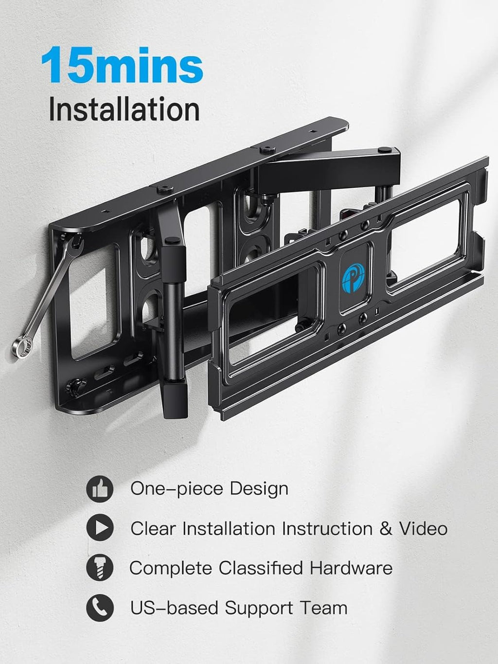 Pipishell TV Wall Mount - Full Motion Bracket for 26-74 Inch TVs | Supports Up to 99lbs, VESA 400x400mm