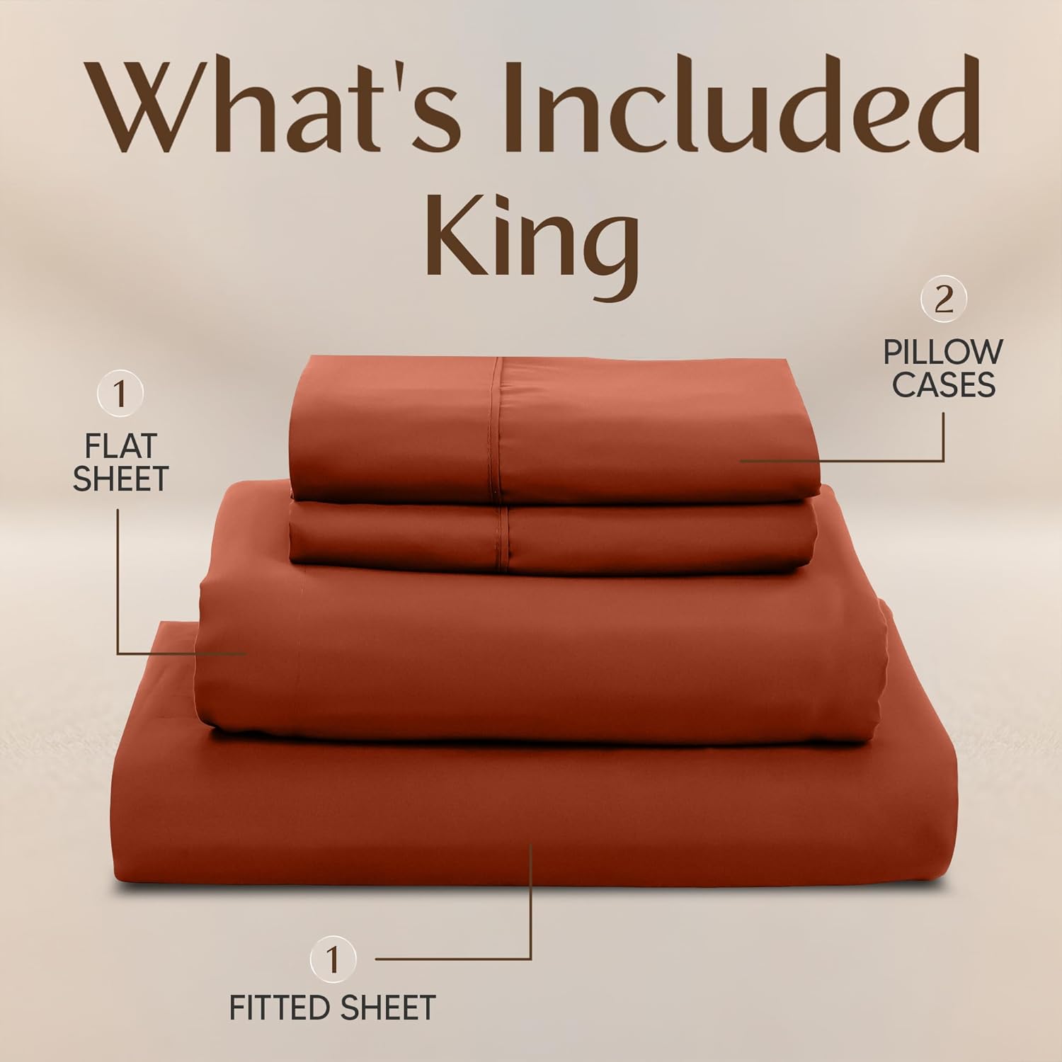 Utopia Bedding King Size Sheet Set - Soft, Breathable Microfiber | 4-Piece in Orange, Oeko Tex Certified