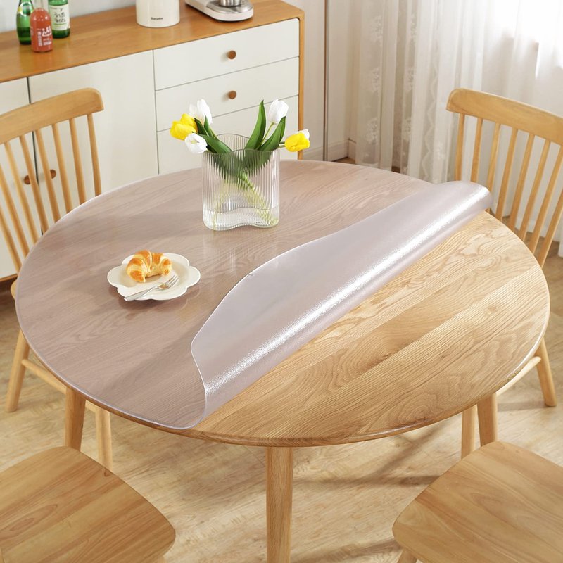 Royhom 45 Inch Clear Round Table Cover Protector, 2mm Thick Plastic Table Cover Round, PVC Circle Tabletop Protective Pad for Kitchen Dining, Non-Slip, Easy Clean, Waterproof