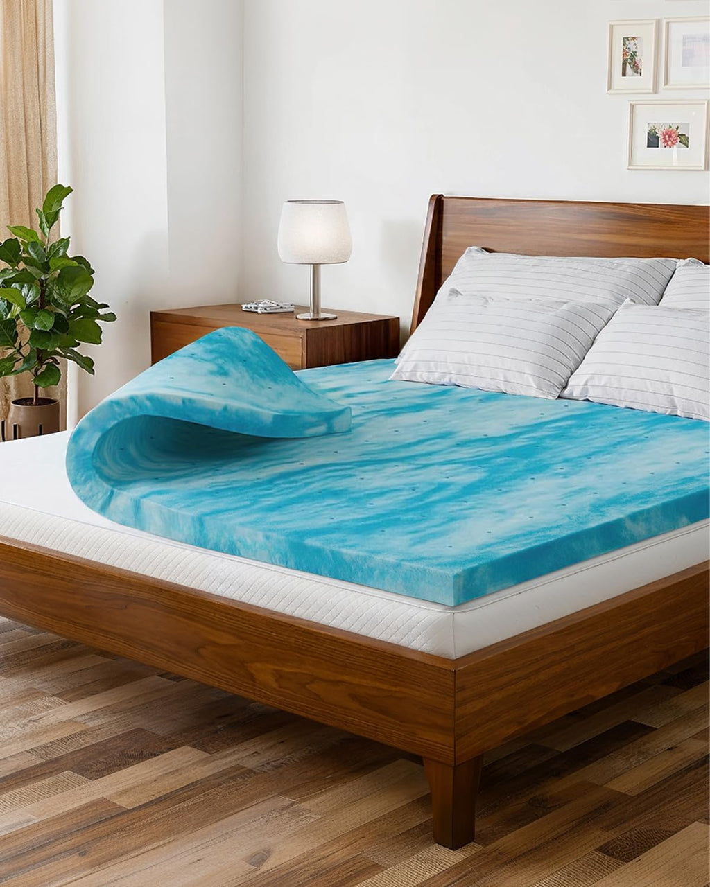 Regine Switzerland 2-Inch Queen Memory Foam Mattress Topper - Cooling Gel Infused for Pressure Relief & Pain-Free Sleep - CertiPUR-US & Oeko-TEX Certified