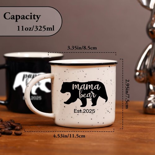 Mama Bear Papa Bear Mug Set of 2, Mom Dad Gift, Parents Couple Coffee Mug,10oz Ceramic Mugs,Perfect for Parents,Husband and Wife Gifts