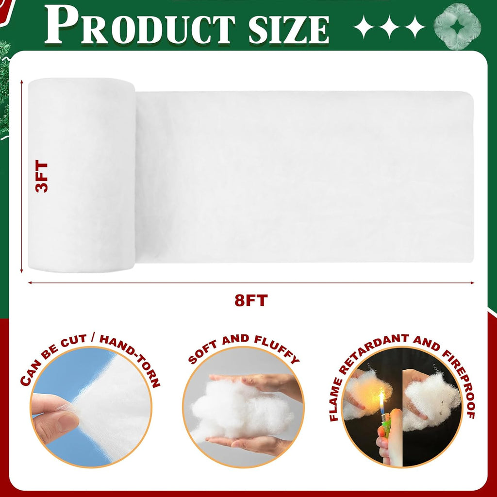 5 Pack Christmas Fake Snow Blanket - Thick 3x8 FT Fluffy White Artificial Snow for Holiday Displays & Decor
