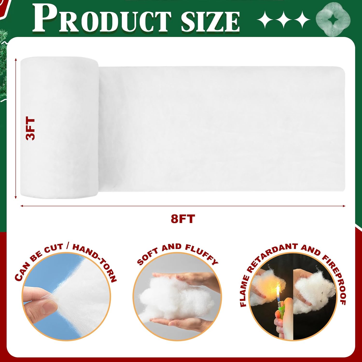 5 Pack Christmas Fake Snow Blanket - Thick 3x8 FT Fluffy White Artificial Snow for Holiday Displays & Decor
