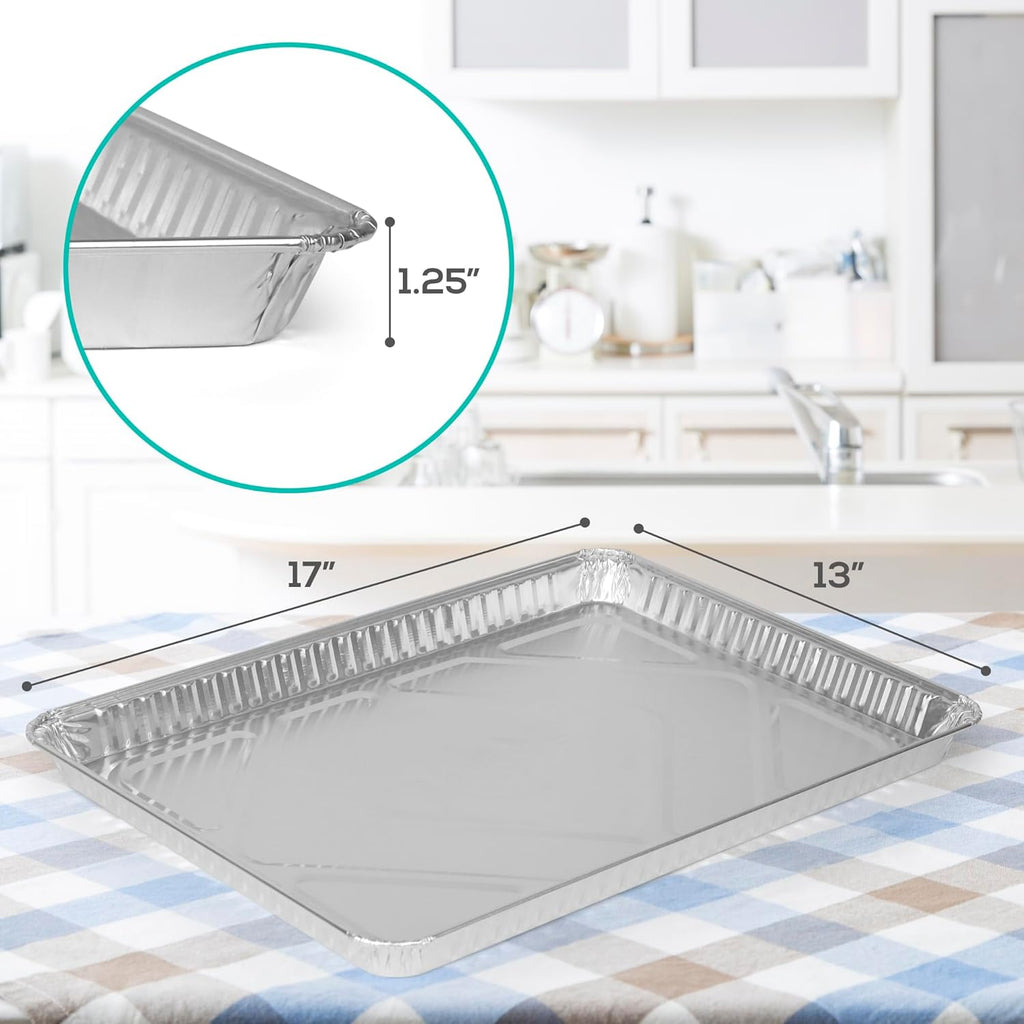 PlasticPro Aluminum Baking Pans - Premium Quality Disposable Cookie Sheets | 20 Pack, 13 x 17 Inches