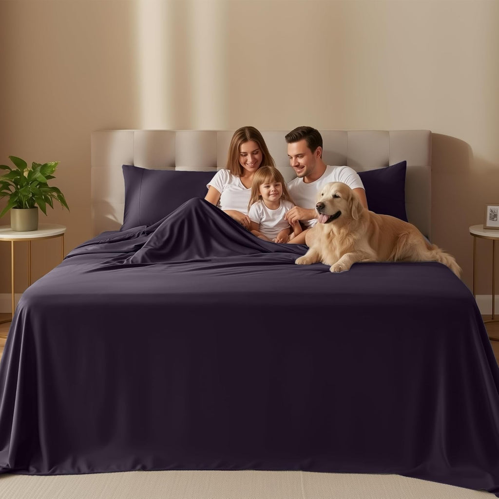 Utopia Bedding Twin Sheet Set - Soft, Breathable Microfiber 3-Piece Bed Sheets | Dark Purple