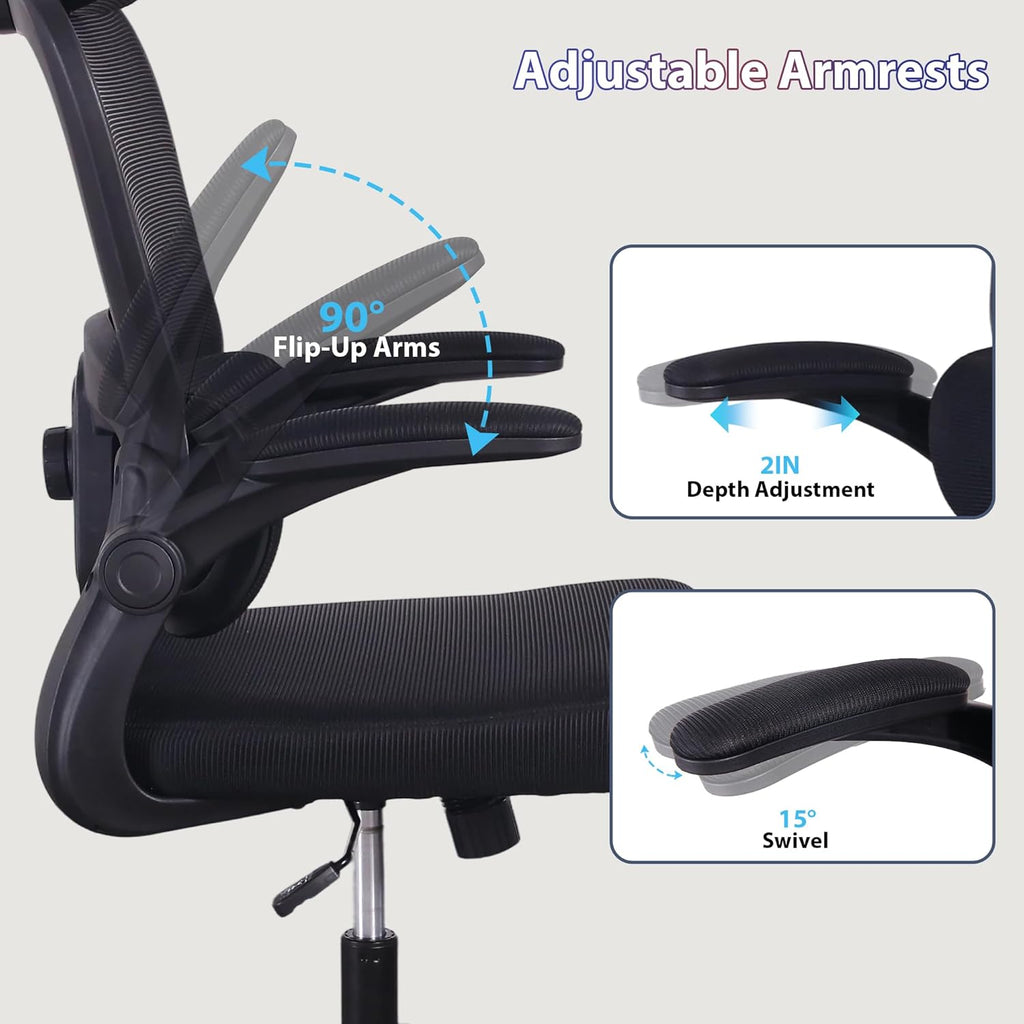 Skiennix Ergonomic Office Chair - High Back Mesh Design with Adjustable Lumbar Support & Headrest