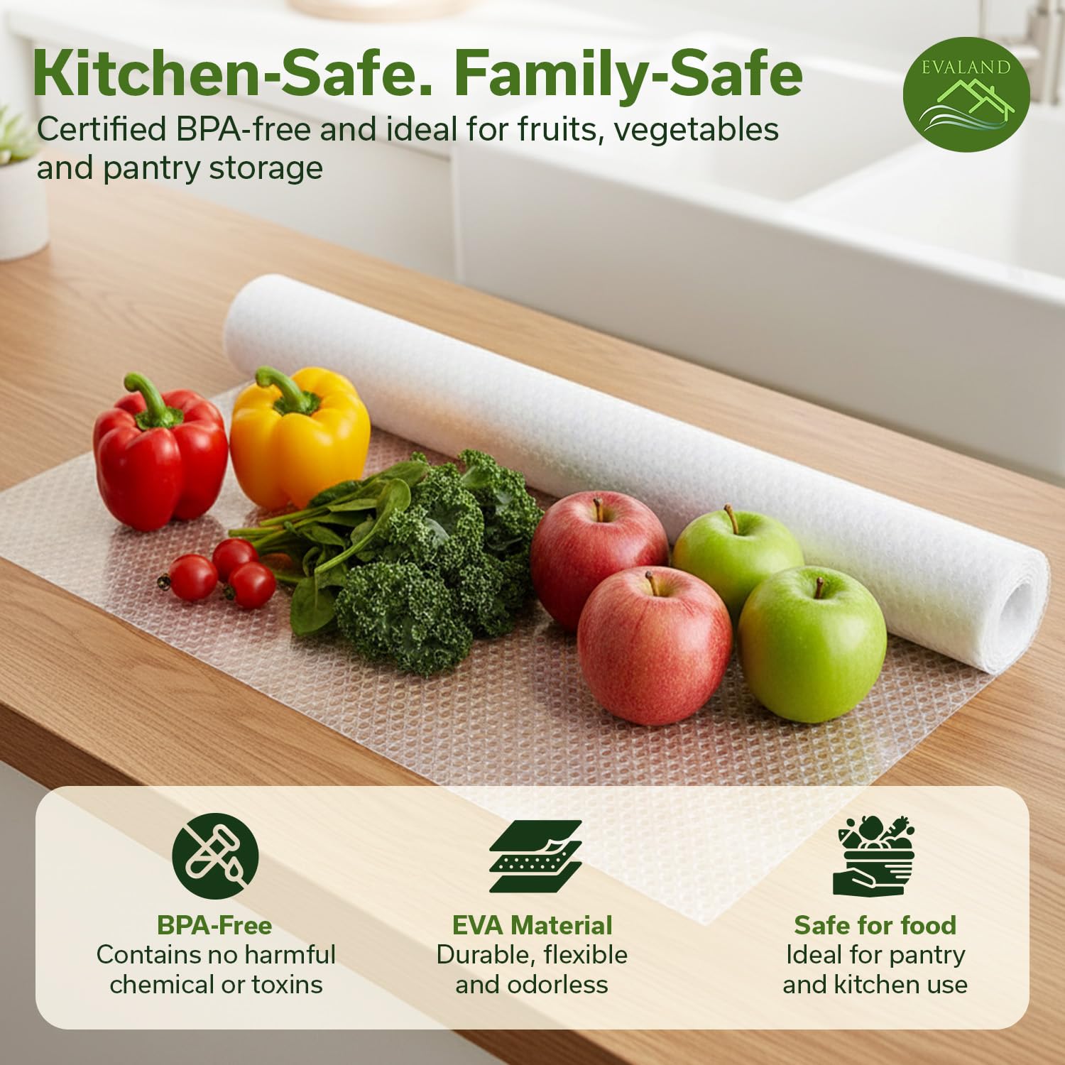 EVALAND Shelf Liners for Kitchen Cabinets Non-Adhesive 12" x 10 FT Clear Drawer Liner Non Slip, Washable Cabinet Liner, Waterproof Shelf Liners for Cabinets, Refrigerator Bathroom Pantry Cabinet Mat