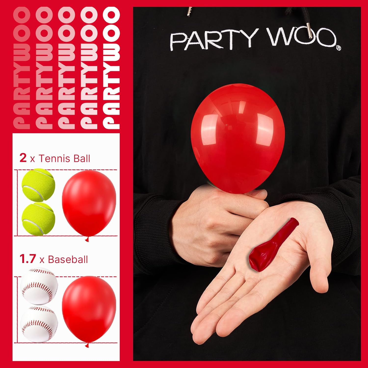 PartyWoo Red Balloons - 50 Pcs Mini Matte 5-Inch Latex Balloons for Celebrations & Events