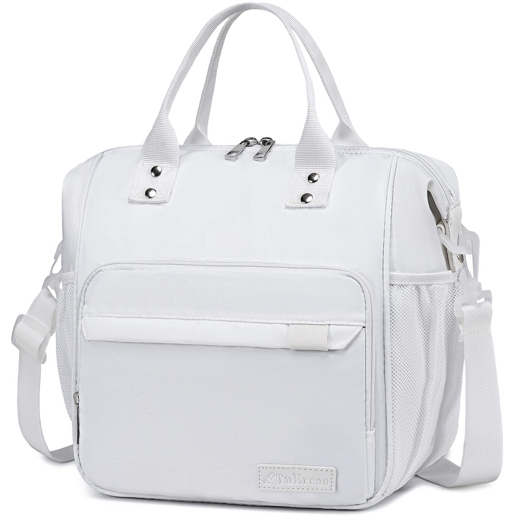 TuErCao White Lunch Bag Fits Bento Boxes, Snack and Foods, Cooler Bags Insulated Lunch Box for Women for Work