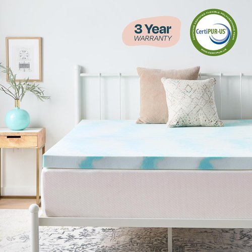 Linenspa 3 Inch Gel Memory Foam Mattress Topper - Queen Size | Cooling & Pressure Relieving, CertiPUR Certified