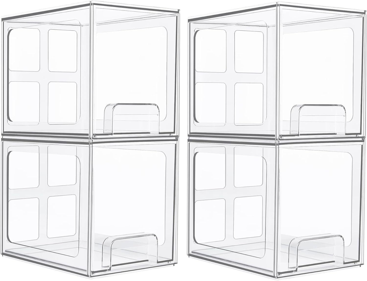 Vtopmart Stackable Storage Drawers - 6.6'' Tall Clear Acrylic Organizers for Bathroom & Kitchen