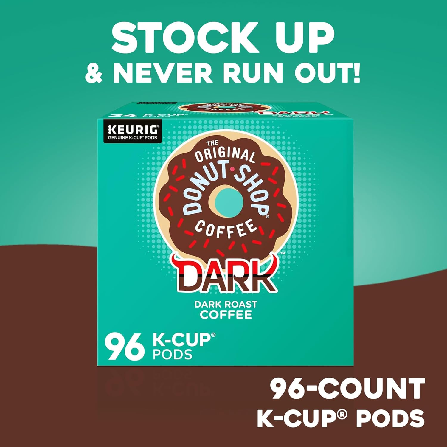 Original Donut Shop Dark Coffee - Dark Roast Keurig K-Cup Pods | 96 Count for Bold Flavor