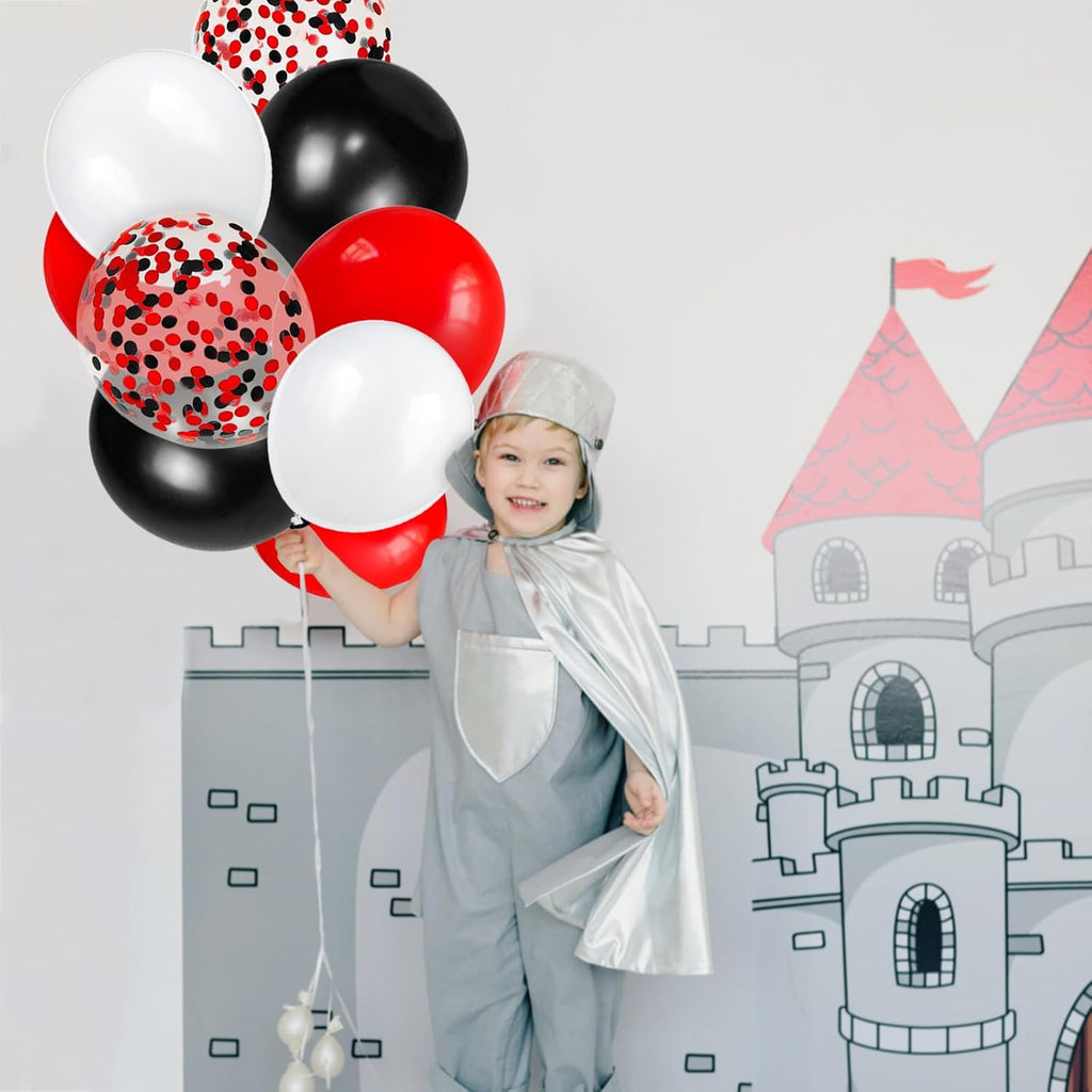 Red Black White Latex Balloons by [Brand Name] - 68 Pcs 12 Inch with Confetti for Birthday, Wedding & Graduation