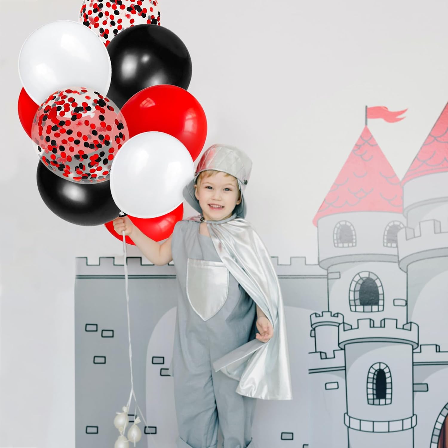 Red Black White Latex Balloons by [Brand Name] - 68 Pcs 12 Inch with Confetti for Birthday, Wedding & Graduation