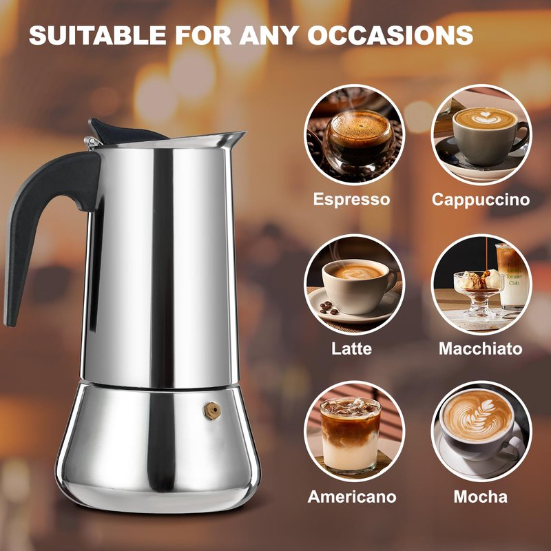 DITOSH 12 Cup Stovetop Espresso Maker Stainless Steel Moka Pot Stove Top Percolator Italian Coffee Makers Capable Mocha Greca Machine Cafe Classic Induction Cookers for Home and Camping 600ml 20oz