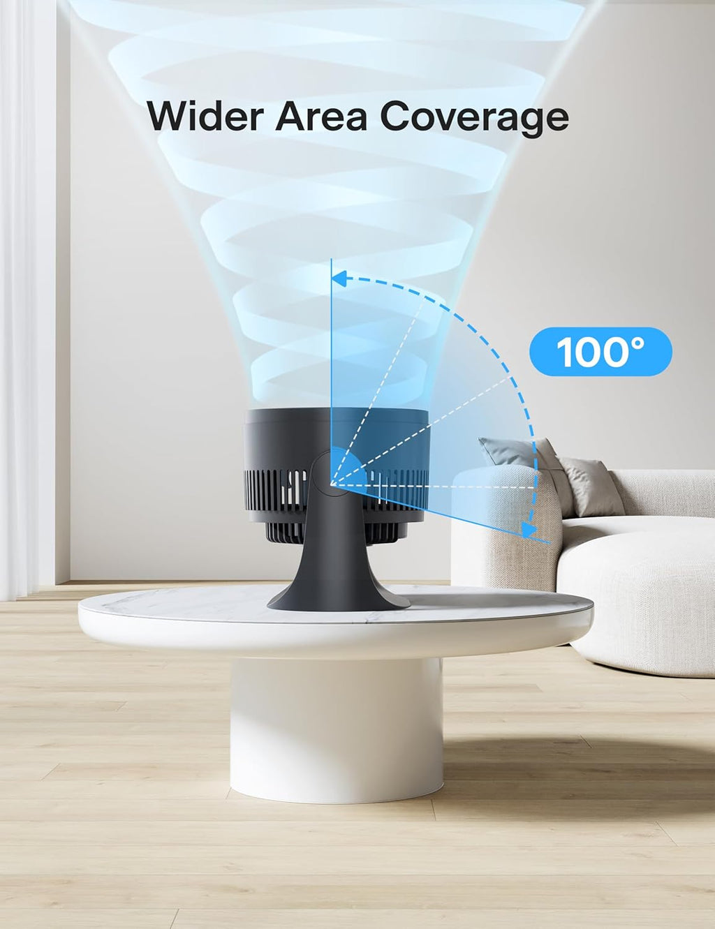 Pelonis 3-Speed Table Fan - 7-Inch Blade with 100° Adjustable Head Tilt | Compact Air Circulator for Bedroom, Dorm, and Office - Black